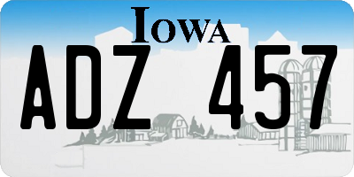 IA license plate ADZ457