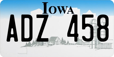 IA license plate ADZ458