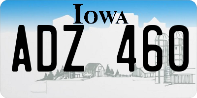 IA license plate ADZ460