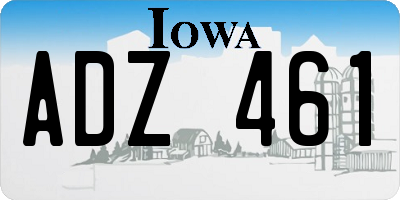 IA license plate ADZ461