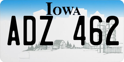 IA license plate ADZ462