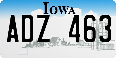 IA license plate ADZ463