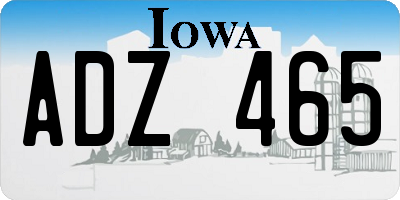 IA license plate ADZ465