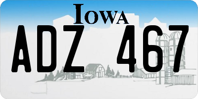 IA license plate ADZ467