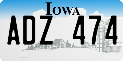 IA license plate ADZ474