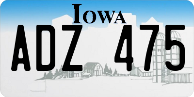IA license plate ADZ475