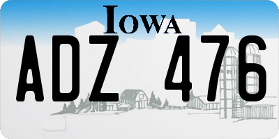 IA license plate ADZ476