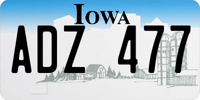 IA license plate ADZ477