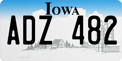 IA license plate ADZ482