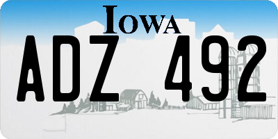IA license plate ADZ492