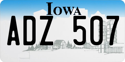 IA license plate ADZ507