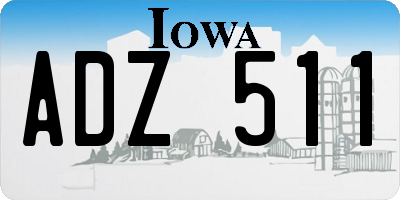 IA license plate ADZ511