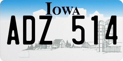 IA license plate ADZ514