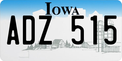IA license plate ADZ515