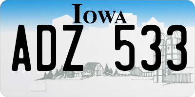 IA license plate ADZ533