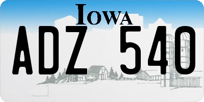 IA license plate ADZ540