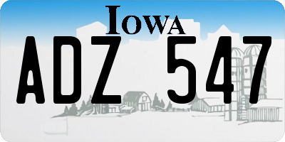 IA license plate ADZ547