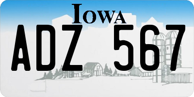 IA license plate ADZ567