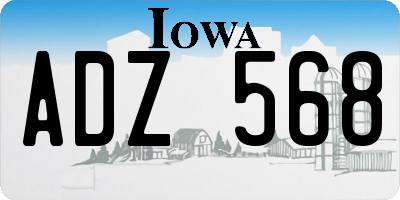 IA license plate ADZ568