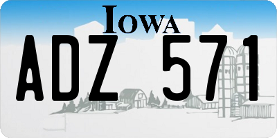 IA license plate ADZ571