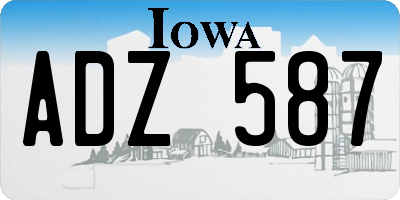 IA license plate ADZ587