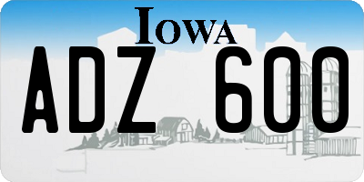 IA license plate ADZ600
