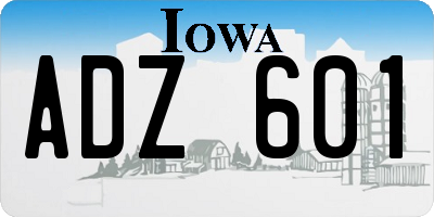 IA license plate ADZ601