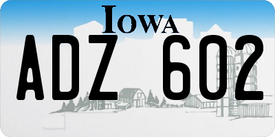 IA license plate ADZ602