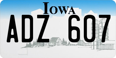 IA license plate ADZ607