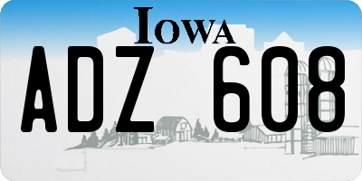 IA license plate ADZ608