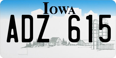 IA license plate ADZ615
