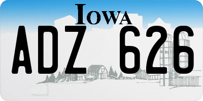IA license plate ADZ626