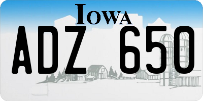 IA license plate ADZ650