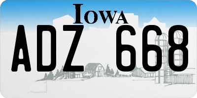 IA license plate ADZ668