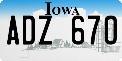 IA license plate ADZ670