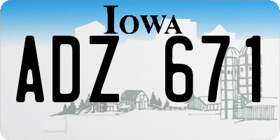 IA license plate ADZ671