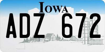 IA license plate ADZ672