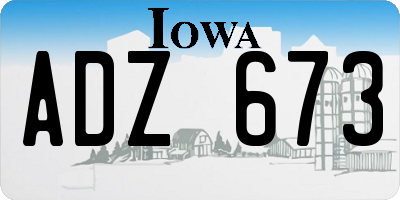 IA license plate ADZ673