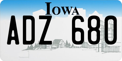 IA license plate ADZ680