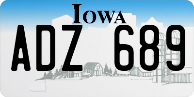 IA license plate ADZ689