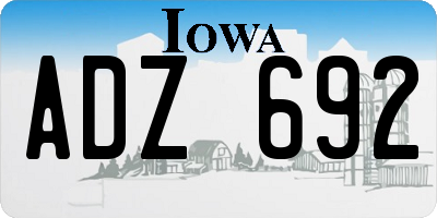 IA license plate ADZ692