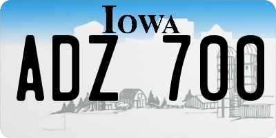 IA license plate ADZ700