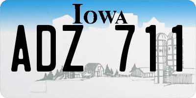 IA license plate ADZ711