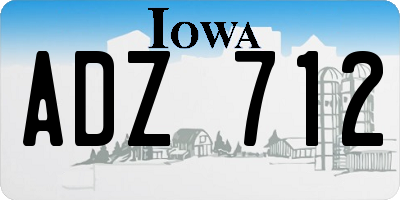 IA license plate ADZ712