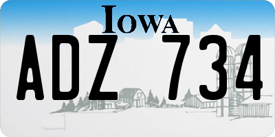 IA license plate ADZ734