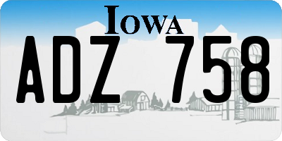 IA license plate ADZ758