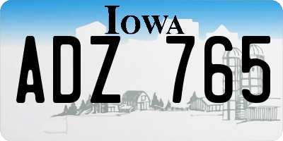 IA license plate ADZ765