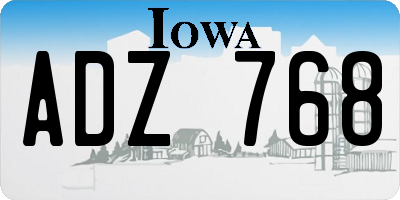 IA license plate ADZ768