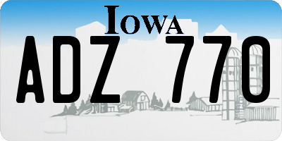 IA license plate ADZ770