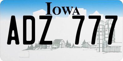 IA license plate ADZ777